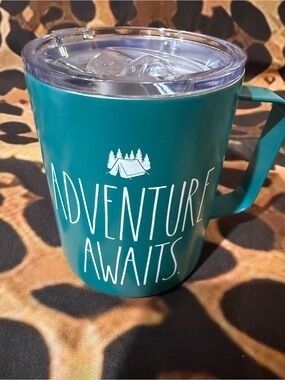 Adventure Awaits Teal Metal Travel Mug with Lid- Rae Dunn
